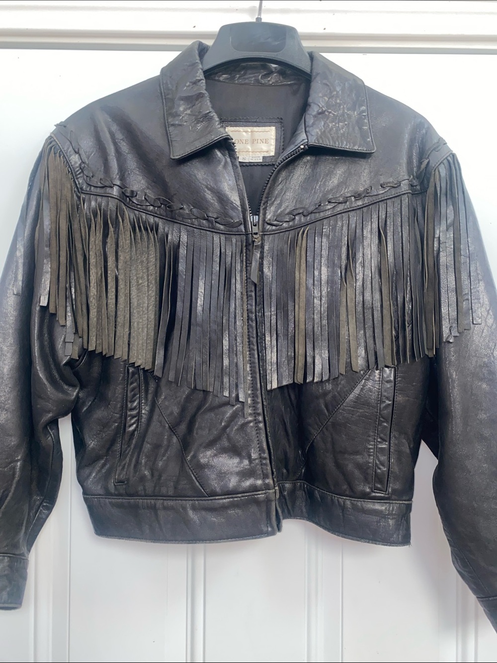 Women's Vintage (1980’s) Black Leather Fringe Jacket